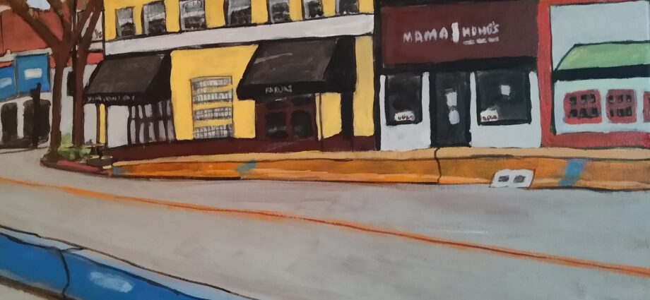 painting downtown Burbank California cityscape by Oscar Will owill.art