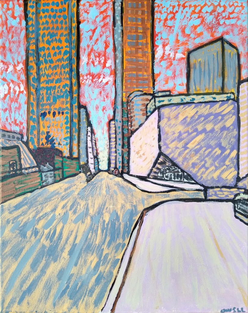 plein air painting of downtown los angeles by oscar will
