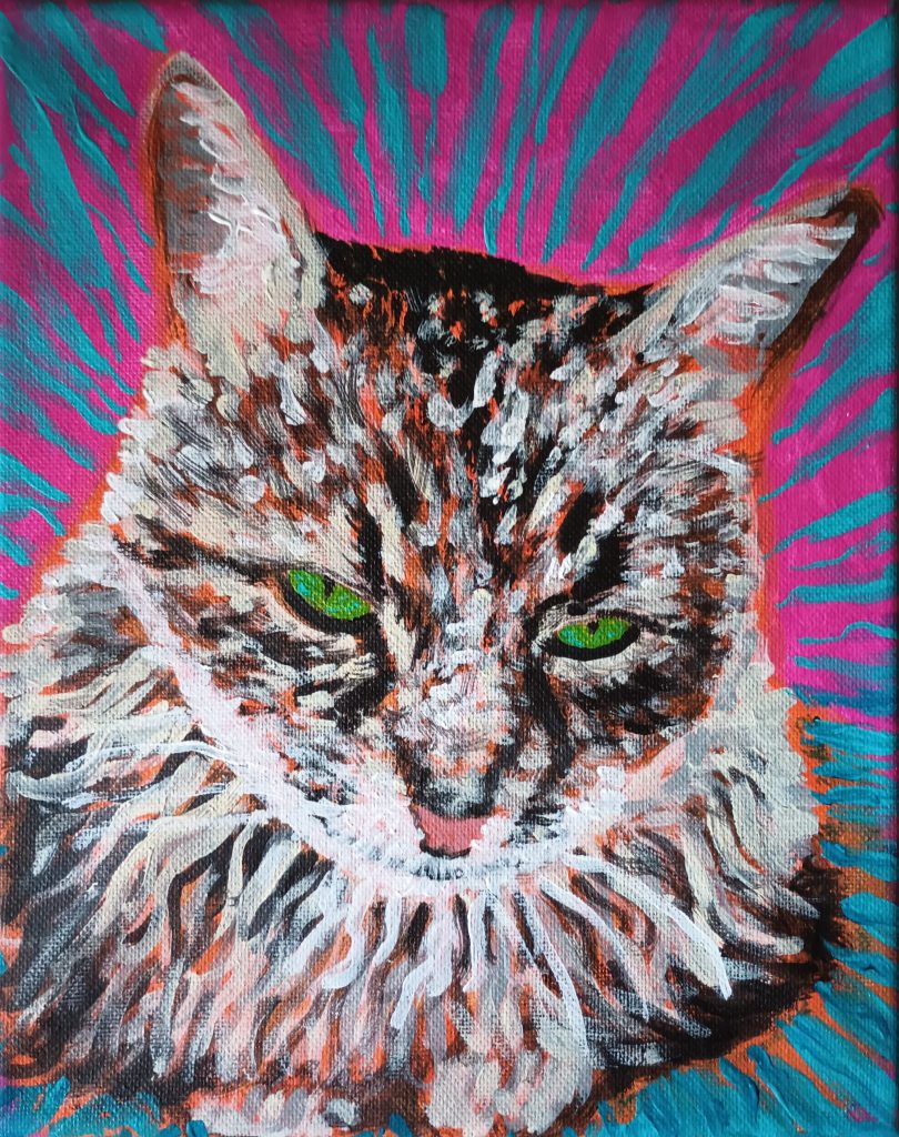 cat no 4, or contemplation, cat painting by oscar will