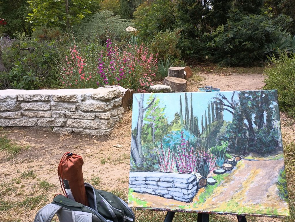 Painting on easel at Arlington Garden