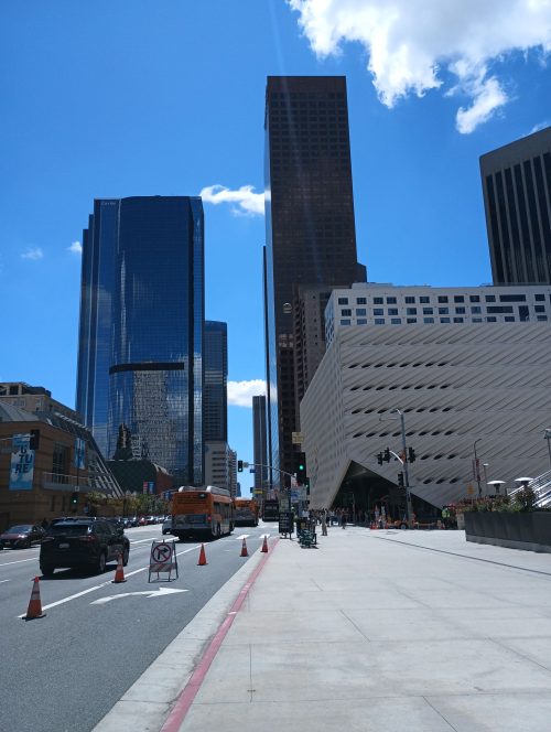 view west down Grand Avenue in Los Angeles